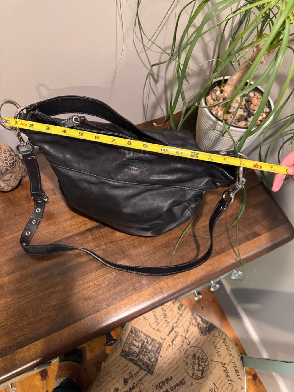 Coach Black Leather Zoe Hobo Shoulder Bag - Picture 6 of 7